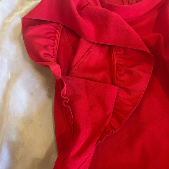 Red Tommy Hilfiger Ruffle Sleeve Dress - Picture 4 of 7